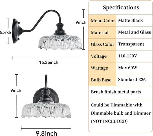 Vista 4 de HDDFL Aplique de pared moderno lámpara de mesita de noche lámpara de pared negra mate accesorios de iluminación para recámara accesorios