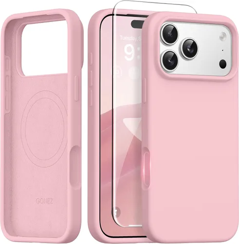 Vista 75 de GONEZ Funda magnética para iPhone 14, compatible con Magsafe, con protector de pantalla + protector de cámara, forro de microfibra antiarañazos