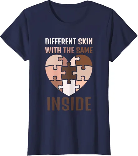 Vista 29 de Camiseta con texto en inglés "Black History Month Different Skin With The Same Love Inside