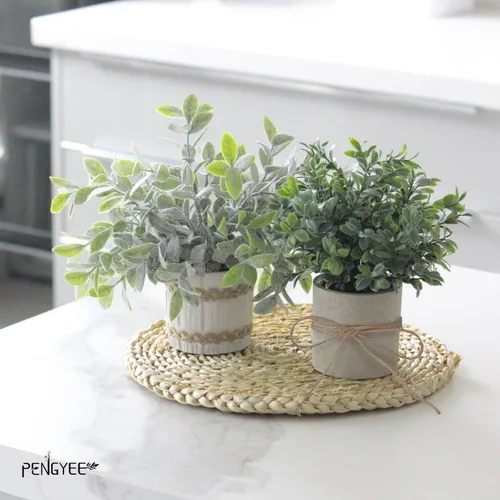 Vista 3 de Paquete de 8 plantas artificiales pequeñas, plantas artificiales de interior para decoración del hogar, pequeñas plantas artificiales