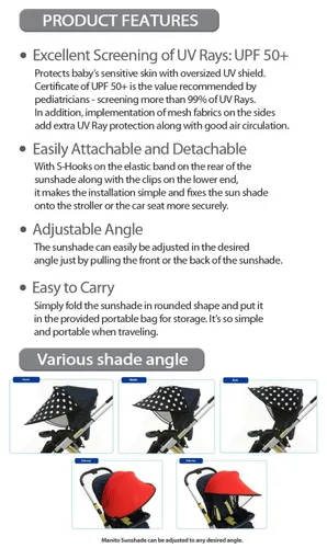 Vista 2 de Manito parasol para carriolas y asientos de auto (7 colores disponibles), Negro
