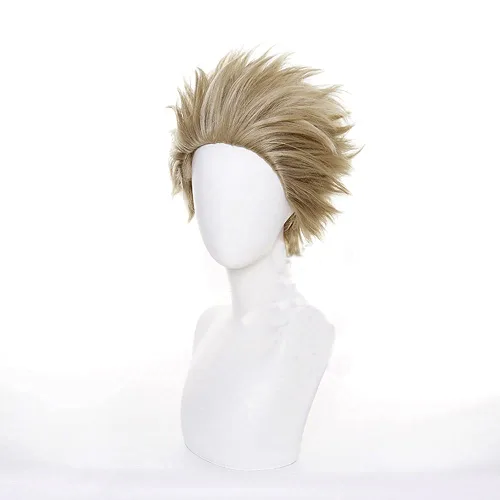 Vista 3 de XiongXiongLe Peluca de cosplay para hombres y mujeres, pelucas de disfraz de anime My Hero Academia, Keigo Takami Hawks, juego de rol, pelucas