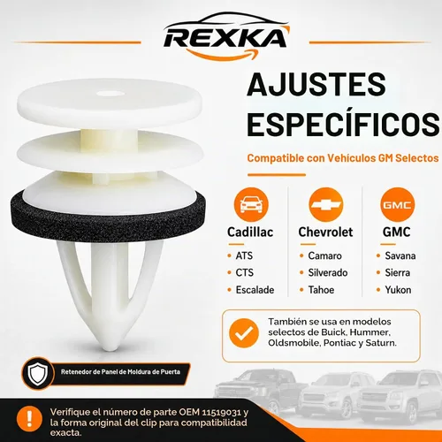 Vista 4 de Rexka 20 piezas para el clip de retención del panel de moldura de puerta GM 20PZAS