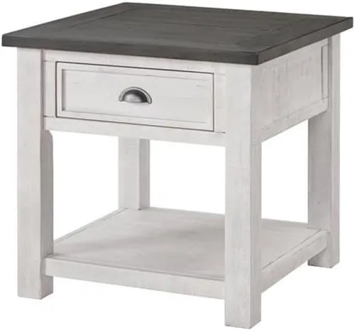 Vista 11 de Martin Svensson Home Mesa auxiliar de madera maciza, color negro con tapa marrón
