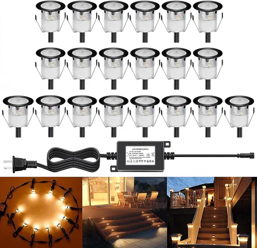 Vista 16 de Kits de luces LED empotrables para cubierta con carcasa protectora, iluminación LED de paisaje al aire libre IP67 impermeable, CC 12 V de bajo Azul