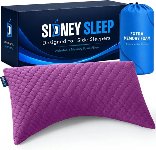 Vista 14 de Sidney Sleep Almohadas curvas ajustables para soporte de cuello y hombros con relleno extra triturado, almohada de contorno cervical para personas