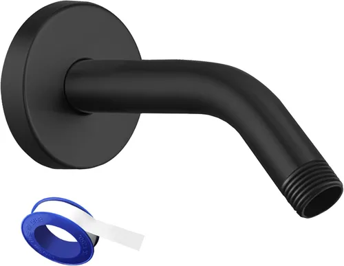 Vista 10 de Brazo de ducha Voolan con brida y cinta de teflón, brazo de cabezal de ducha extensible para cabezal de ducha fijo de baño, acero inoxidable sólido
