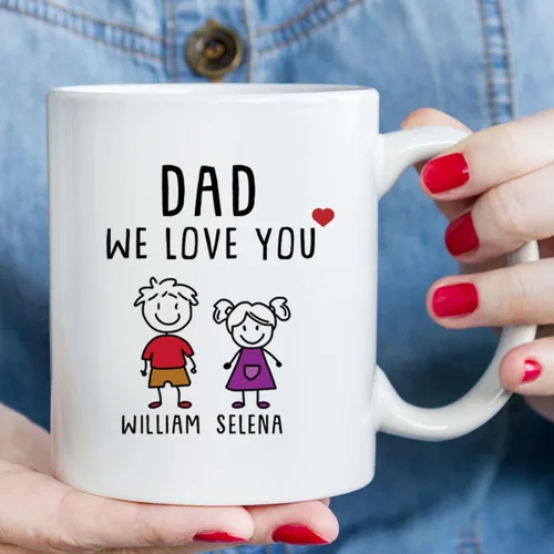 Vista 5 de Regalos personalizados para papá de hija e hijo, taza divertida del día del padre, regalos personalizados para el día del padre, divertida taza