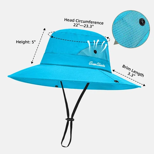 Vista 82 de Rosoz Sombreros de cola de caballo para mujer, protección UV, ala ancha 1 paquete-negro
