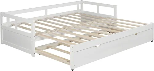Vista 8 de Bellemave Sofá cama extensible con camas nido, marco de sofá cama de madera con nido extraíble, diseño de cama doble a king extensible para niños