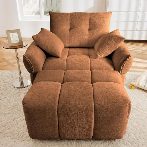 Vista 32 de Leyu&Hafort Sofá modular seccional, sofá modular Cloud con asiento profundo, moderno sofá modular con otomana móvil, sofá de felpilla con almohadas
