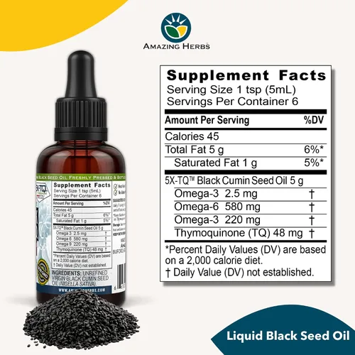 Vista 6 de Amazing Herbs Aceite Premium de Semilla Negra - Sin Gluten, Sin OMG, Prensado en Frío Nigella Sativa Ayuda a la Salud Digestiva, Apoyo Inmunológico