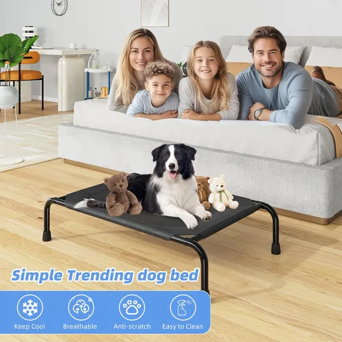Vista 8 de Simple Trending Cama elevada para perros pequeños, cuna elevada impermeable para perros, cama refrescante para mascotas al aire libre, 36.5" x Negro