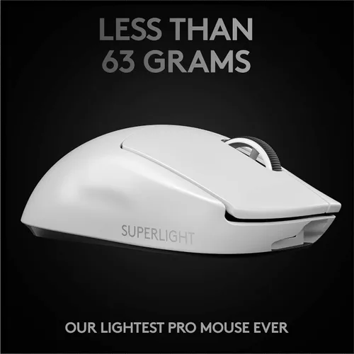 Vista 3 de Logitech G PRO X SUPERLIGHT - Mouse inalámbrico para juegos, ultraligero, sensor HERO 25K, 25,600 DPI, 5 botones programables, larga duración