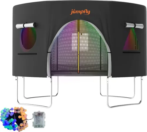 Vista 17 de Jumpfly Cubierta de tienda de campaña elástica de 14 pies, se adapta a 8 postes rectos, toldo de material transpirable beige para niños, patio