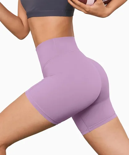 Vista 9 de Pantalones cortos de ciclismo de cintura alta para mujer, 5 pulgadas, control de abdomen, atléticos, correr, gimnasio, yoga, pantalones cortos