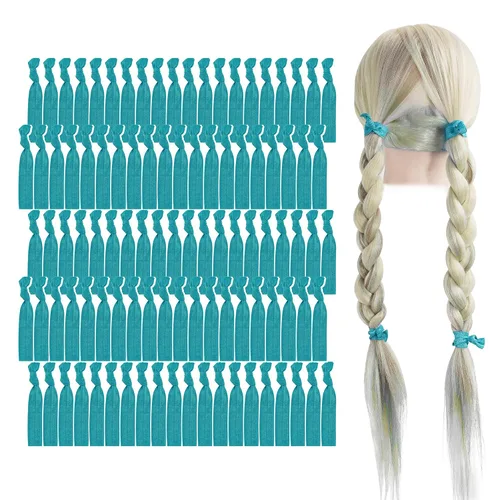 Vista 44 de MEEDEE Paquete de 100 lazos para el cabello, color negro, sin pliegues, nudos suaves para mujeres, sin daño, adecuado para colas de caballo, yoga