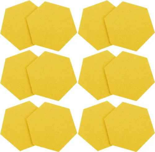 Vista 10 de Tablero de pared hexagonal de fieltro autoadhesivo, 12 unidades, azulejos de notas de boletín absorbentes de sonido para decoración del hogar Negro