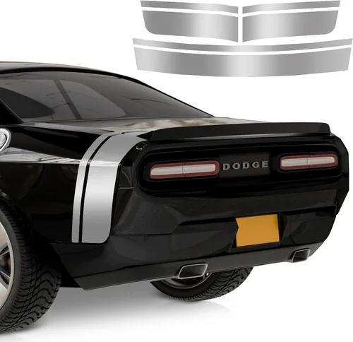 Vista 10 de Kit de calcomanías de vinilo de carreras para cinturón trasero, compatible con Dodge Challenger 2009-2025, Black Ghost Scat Pack Swinger, fabricado