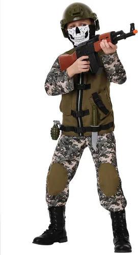 Vista 7 de Kids Camo Trooper Costume Tactical Vest Camouflage Army Costume Child