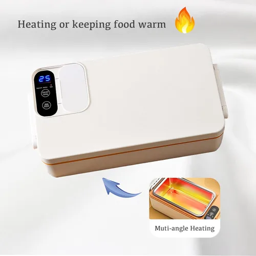 Vista 3 de BJLIFE Lonchera eléctrica inalámbrica con calefacción, calentador de alimentos con batería recargable, calentador de alimentos portátil de 1 litro