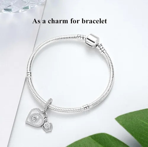 Vista 3 de Dijes de plata de ley 925 para pulsera y collar Pandora, regalos de joyería para mujeres