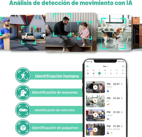Vista 3 de Cámaras de seguridad inalámbricas para exteriores, 2K alimentadas por batería con detección de movimiento AI, foco, alarma de sirena, WiFi, cámara