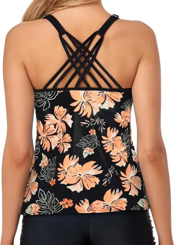 Vista 2 de Yonique Parte superior tankini para mujer, sin parte inferior, atlético, control de barriga, traje de baño top de natación