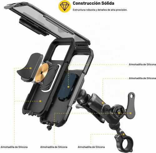 Vista 7 de iMESTOU Soporte inalámbrico impermeable para motocicleta con cargador rápido USB-C, soporte antirrobo de teléfono de bola de 1 pulgada con base