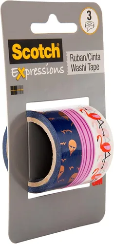 Vista 4 de Scotch Expressions - Cinta washi, 3 rollos, tamaños surtidos, ideal para decoración y manualidades (C1017-3-P31)