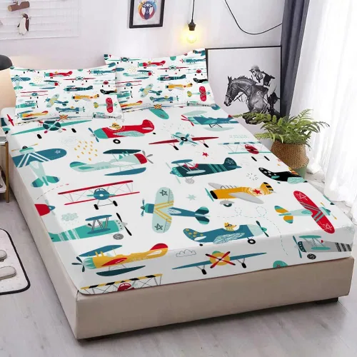 Vista 15 de Yasida Sábanas bajeras y fundas de almohada para cama individual de avión (1 sábana bajera y 1 funda de almohada), juego de sábanas para niños