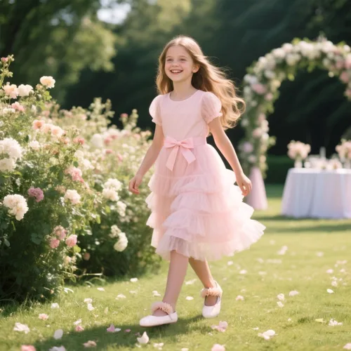 Vista 2 de Felix & Flora - Zapatos bajos de vestir con flores para niña pequeña, tipo balerina, para fiesta, escuela y boda