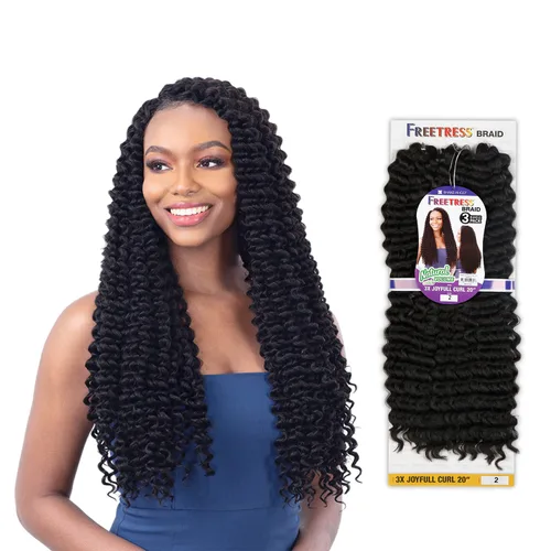 Vista 2 de Trenza de ganchillo Freetress - 3 rizos JOYFULL de 20 pulgadas (1 negro azabache)