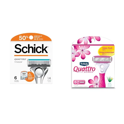 Vista 8 de Schick Quattro - Recambios de titanio Schick Quattro, repuestos de maquinilla de afeitar para hombre, 6