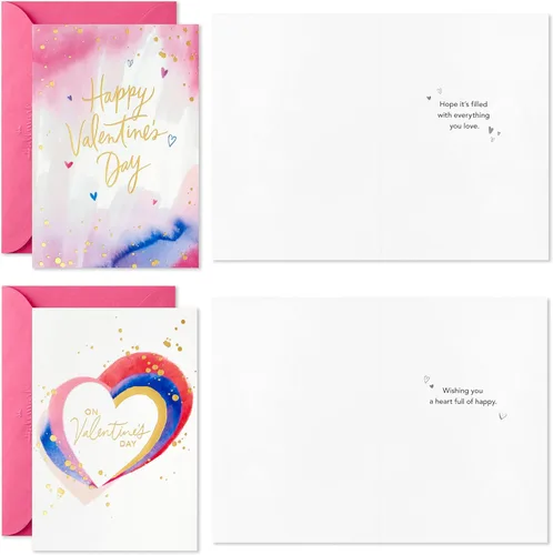Vista 6 de Hallmark - Tarjetas para el día de San Valentín, paquete surtido de 36 unidades (acuarela de lámina dorada)