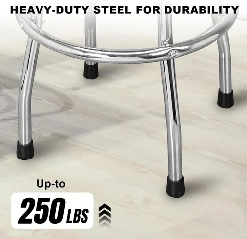 Vista 7 de Torin ATRP6185B-1 Taburete giratorio de bar: Asiento acolchado para garaje/taller con patas cromadas, negro