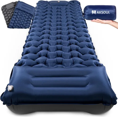 Vista 11 de Almohadilla de dormir de camping AKSOUL: Colchón de aire autoinflable ultraligero y compacto, almohadilla inflable ligera conectable con bomba