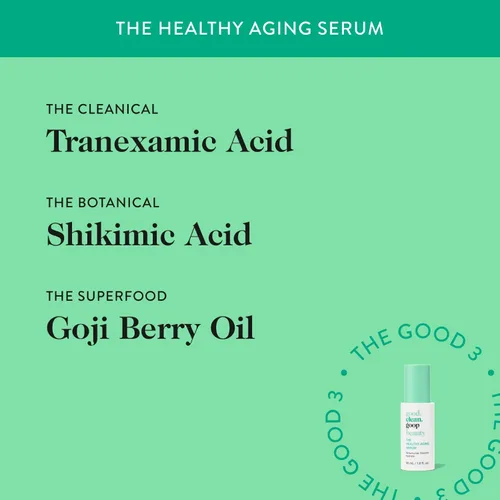 Vista 4 de good.clean.goop beauty The Healthy Aging Serum Suero facial con ácido tranexámico, ácido shikímico y aceite de bayas de Goji Suero para ayudar a