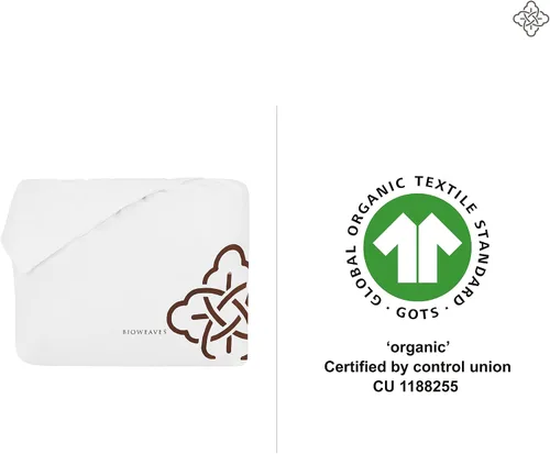 Vista 7 de Funda de colchón 100% algodón orgánico, certificado GOTS, cubrecolchón acolchado de 300 GSM, protector con guata de algodón suave, color blanco