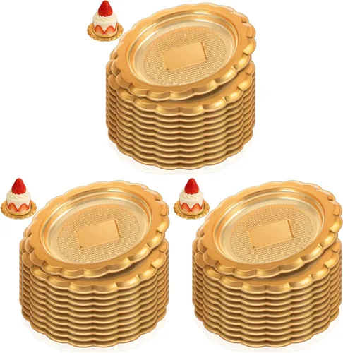 Vista 10 de Cabilock 20 mini tablas doradas para tartas, bandejas de postre