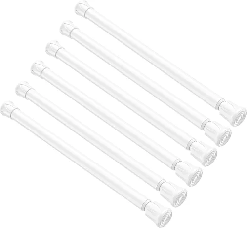 Vista 23 de Pack de 2 cortineros con resorte de tensión de 8 a 12.5 pulgadas, cortineros mini DIY sin necesidad de perforación para ventanas delgadas, armarios