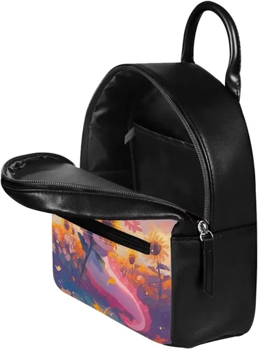 Vista 3 de FOR U DESIGNS 3D patrón floral mujeres pu mochila mini niñas monedero, Axolotl Girasol Asethetic