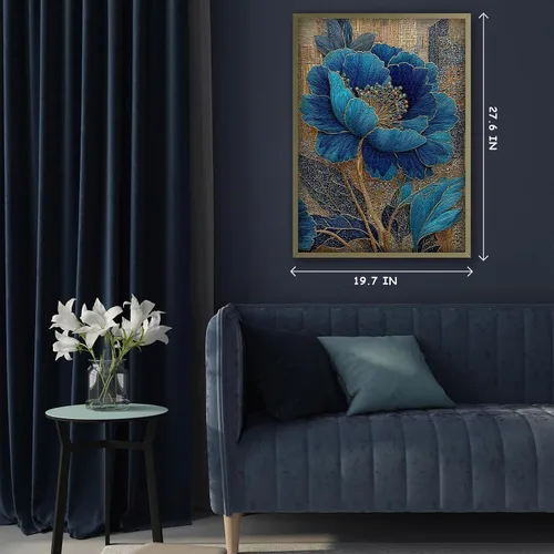 Vista 5 de Rompecabezas de flores azules para adultos de 1000 piezas, hermosos rompecabezas florales elegantes vintage, rompecabezas con temática de plantas