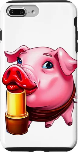 Vista 12 de Funda para iPhone 17 con lápiz labial para niñas en un cerdo