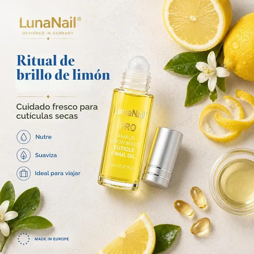Vista 3 de Aceite de cutícula, aceite de uñas enrollable con vitamina E y jojoba, hidratante para cutículas secas, vegano (brisa de limón amalfi)