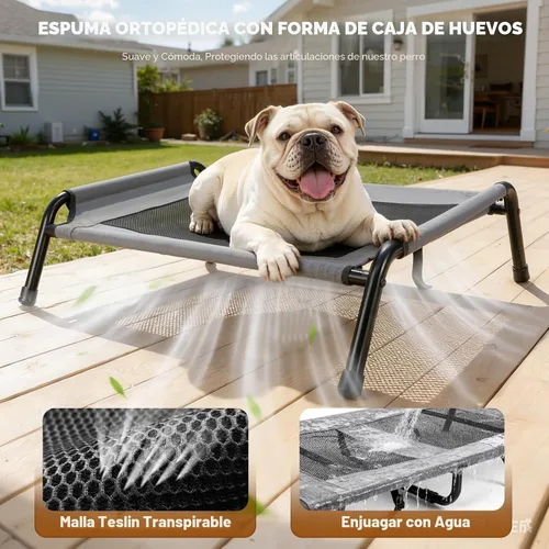 Vista 5 de Lekereise Camas elevadas para perros pequeños para exteriores, portátil, para interiores y exteriores, cama hamaca elevada para mascotas con patas