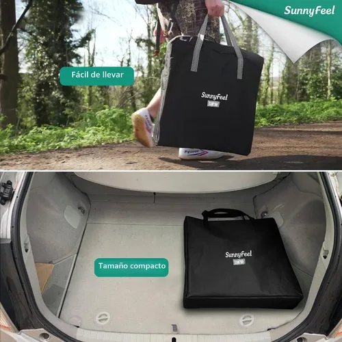 Vista 5 de SUNNYFEEL Silla de Directores de Camping, Silla Plegable Portátil de Gran Tamaño con Mesa Lateral, Bolsillo para Playa, Pesca, Viaje, Picnic