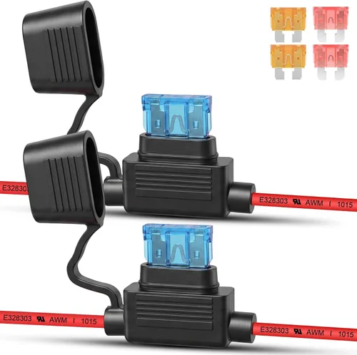 Vista 12 de 2 Pack 8 AWG 12V Maxi Fuse Holder UL Recognized Wire with 80A Fuses IP67 8 Gauge Heavy-duty Fuse Holder for High-Current 12V Systems, Including