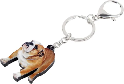 Vista 3 de WEVENI - Llavero de acrílico con diseño de bulldog inglés para mascotas