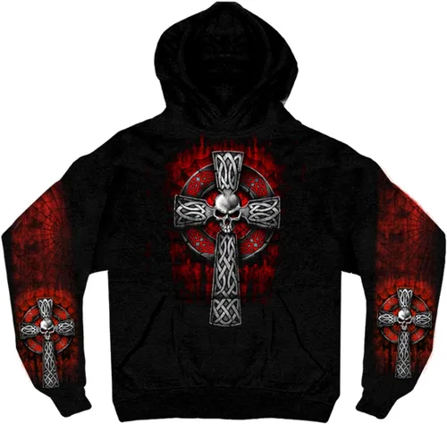 Vista 2 de Hot Leathers sudadera con bolsillo con diseño de cruz celta